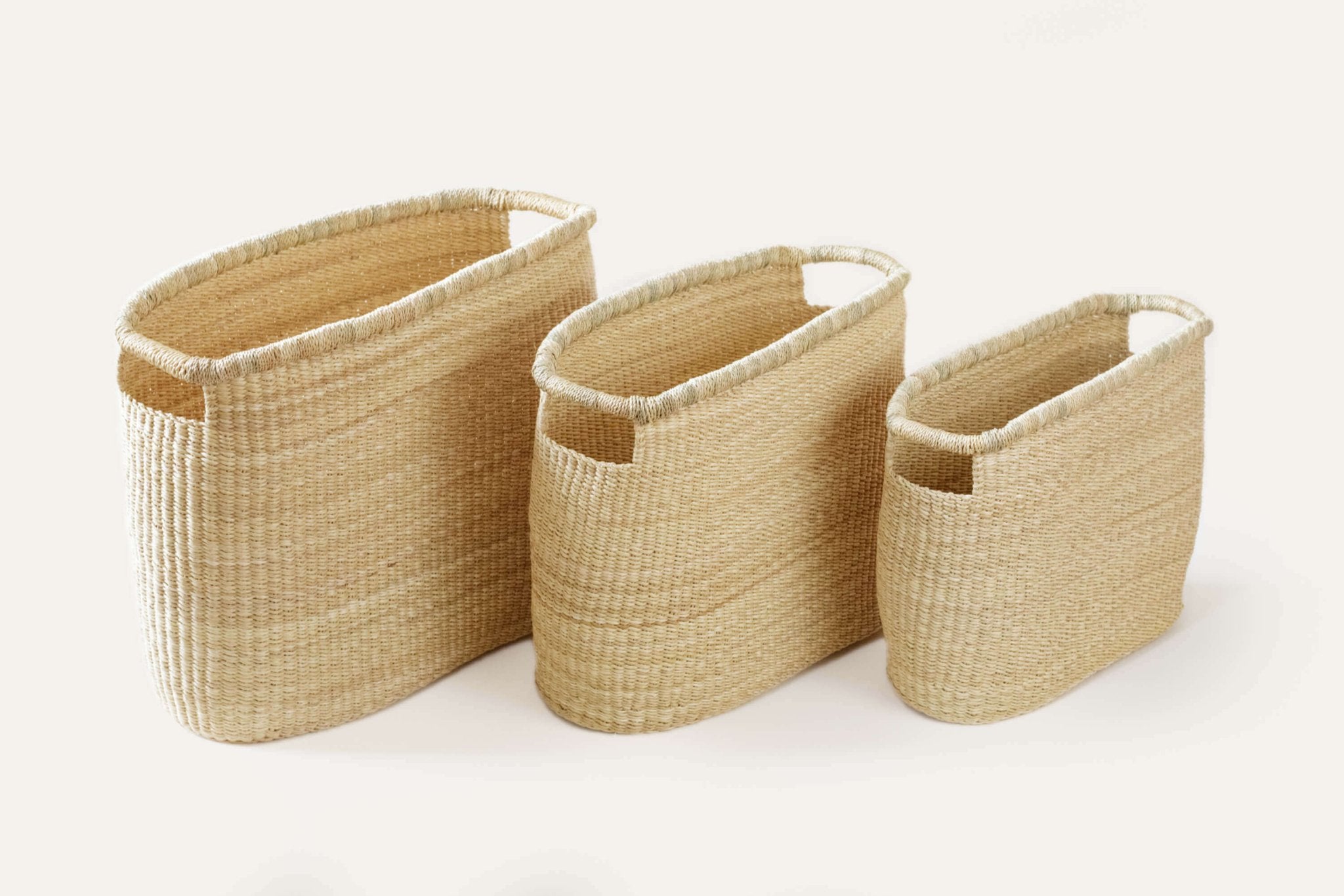 Bolga Nesting Baskets – Set of 3 - luxury handmade storage baskets - Off Leash Designs