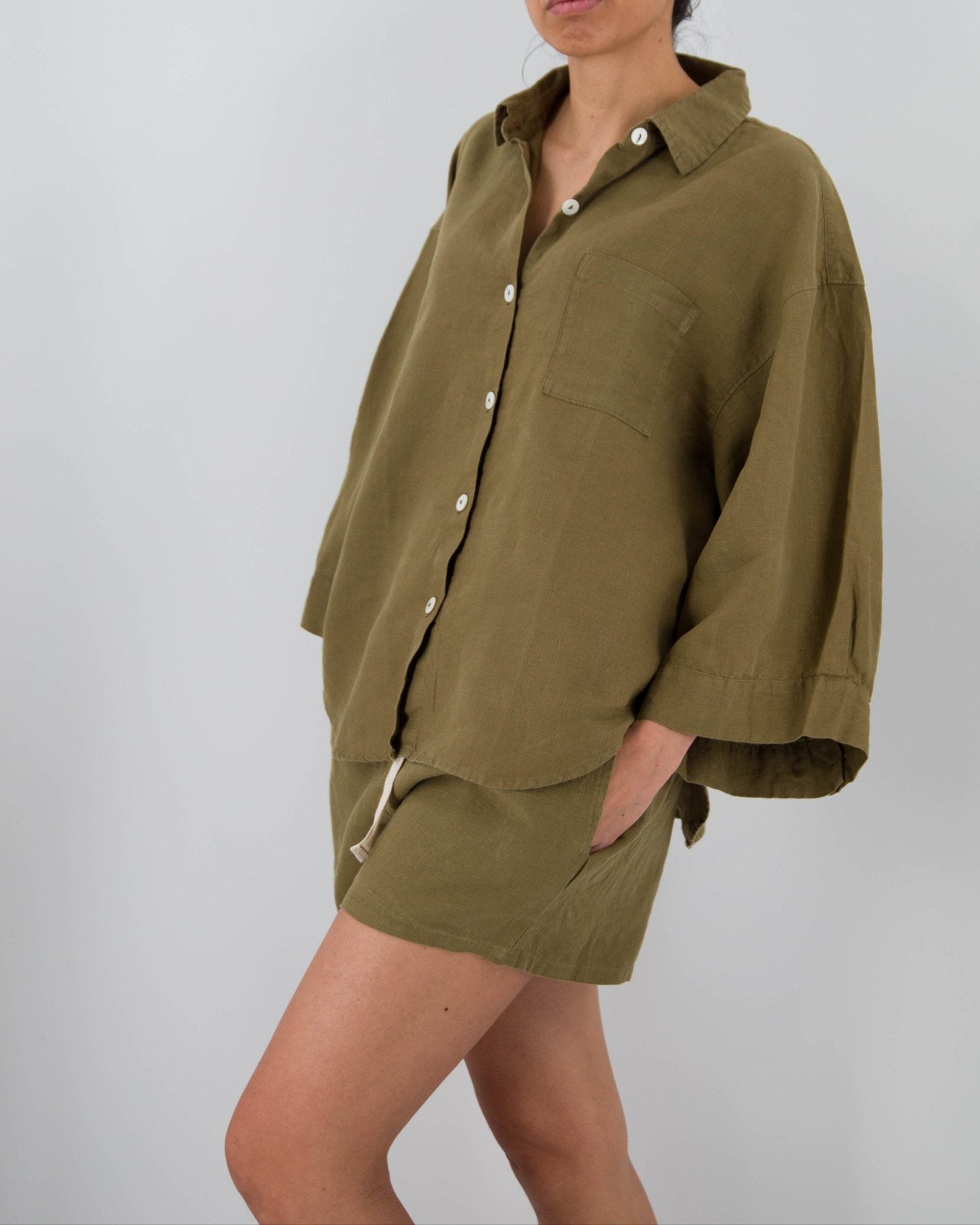 Carrie Linen Leisure/Sleepwear Set – Effortless Elegance for Rest & Leisure - Off Leash Designs