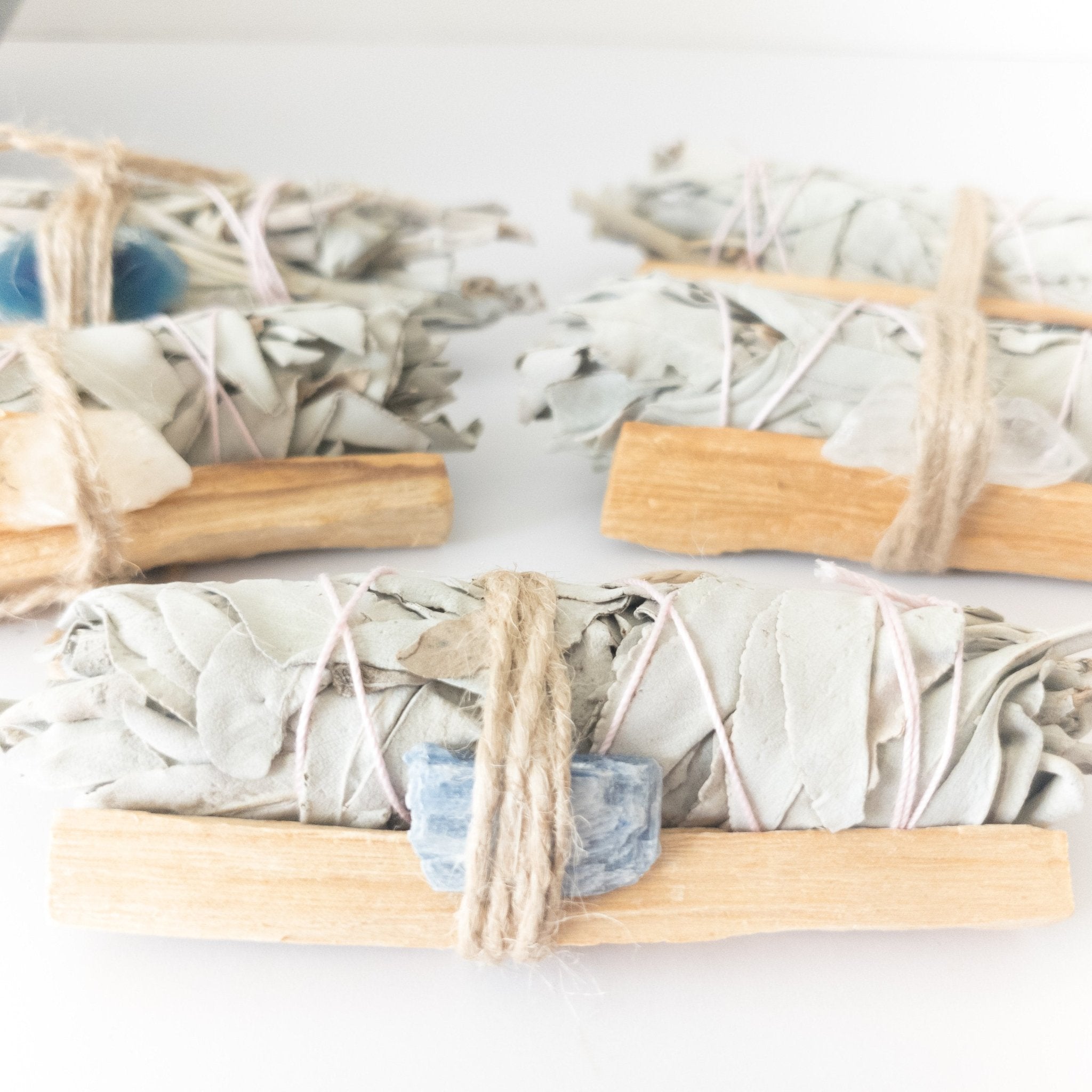 Palo Santo, Sage & Crystal Smudging Bundle – Handmade Energy Cleanse Set - Off Leash Designs