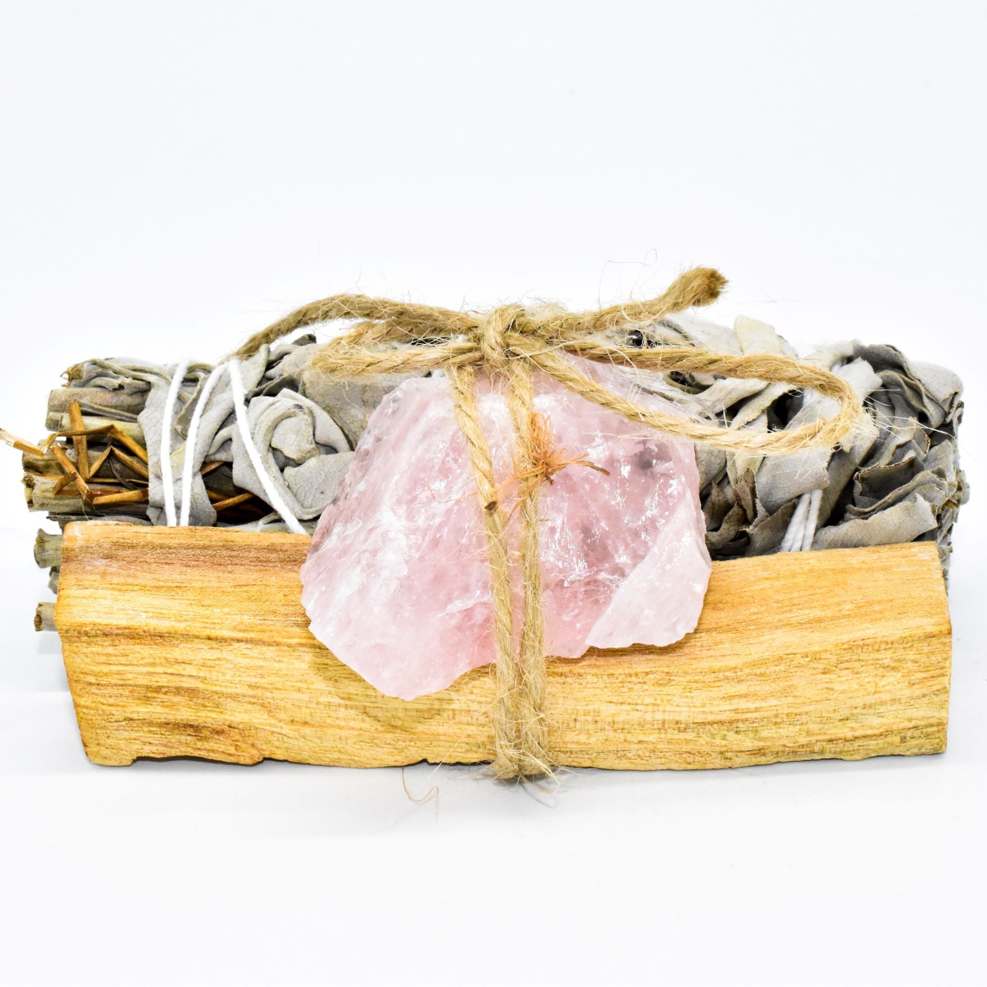 Palo Santo, Sage & Crystal Smudging Bundle – Handmade Energy Cleanse Set - Off Leash Designs