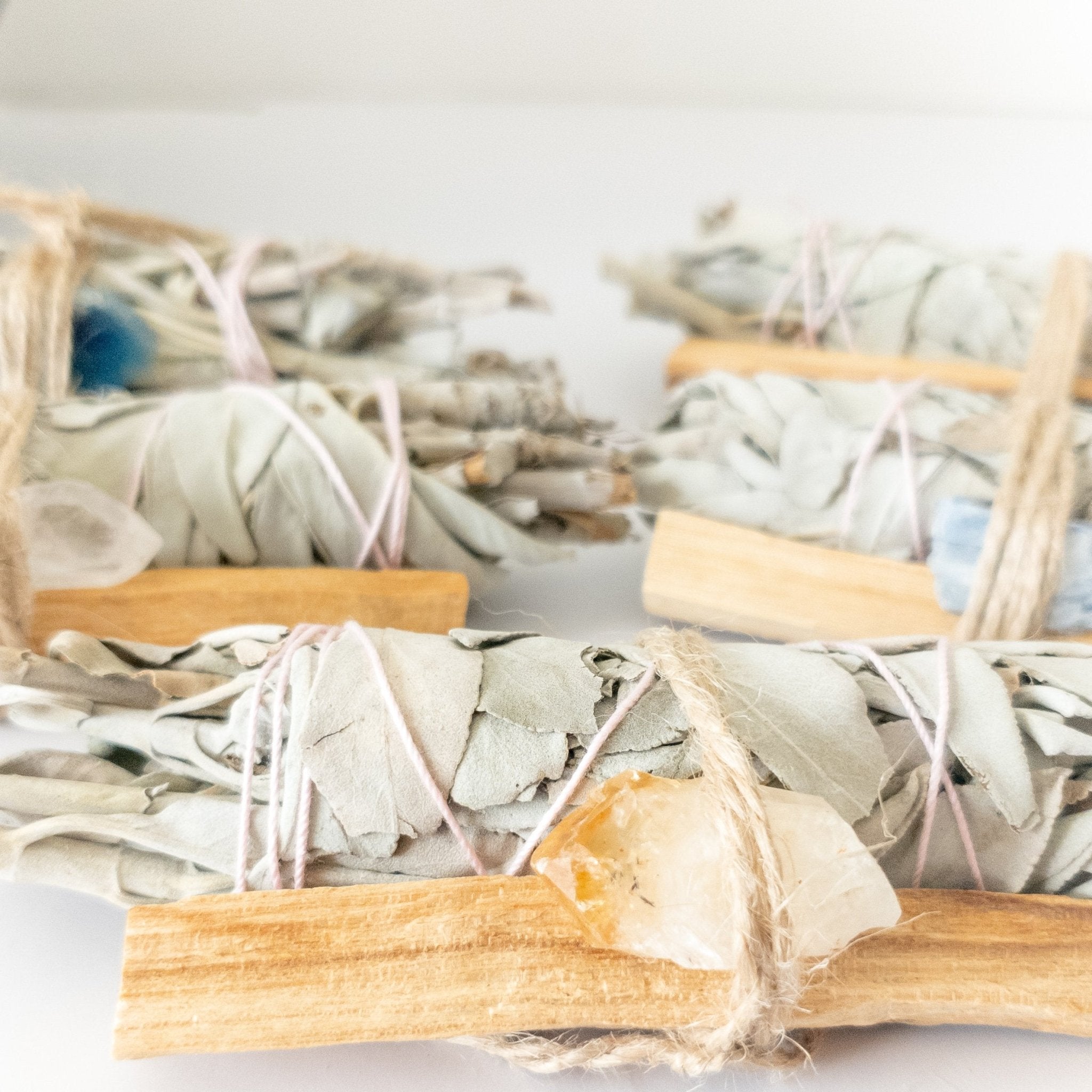 Palo Santo, Sage & Crystal Smudging Bundle – Handmade Energy Cleanse Set - Off Leash Designs