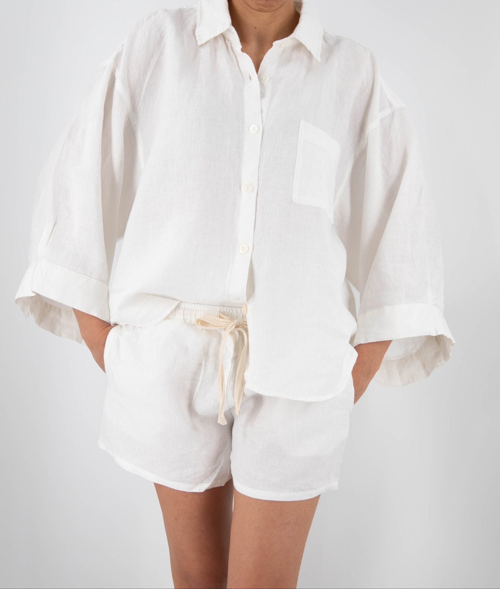 Carrie Linen Leisure/Sleepwear Set – Effortless Elegance for Rest & Leisure - Off Leash Designs