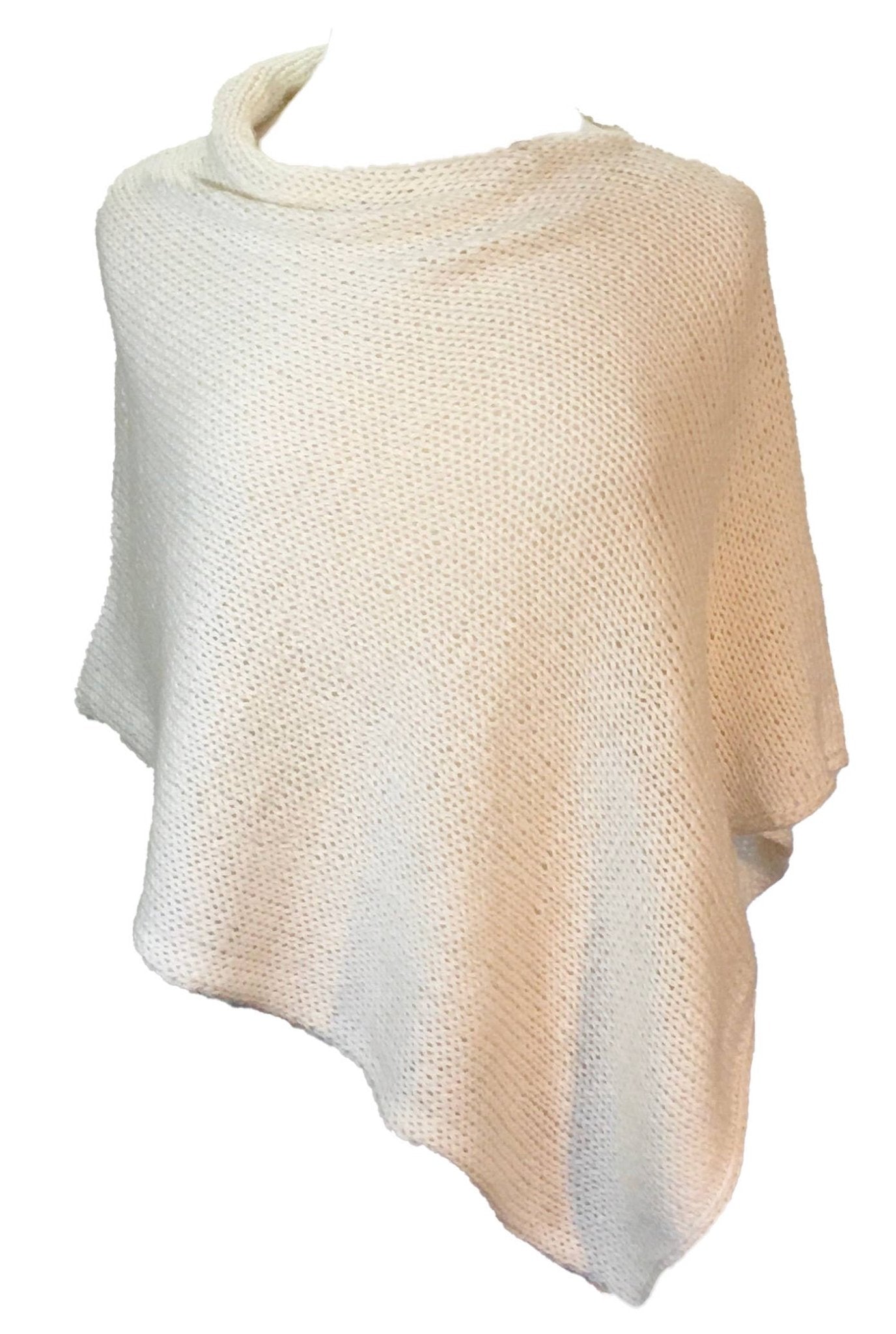 Cream Alpaca Hand Knit Poncho Wrap luxury alpaca poncho wrap - Off Leash Designs