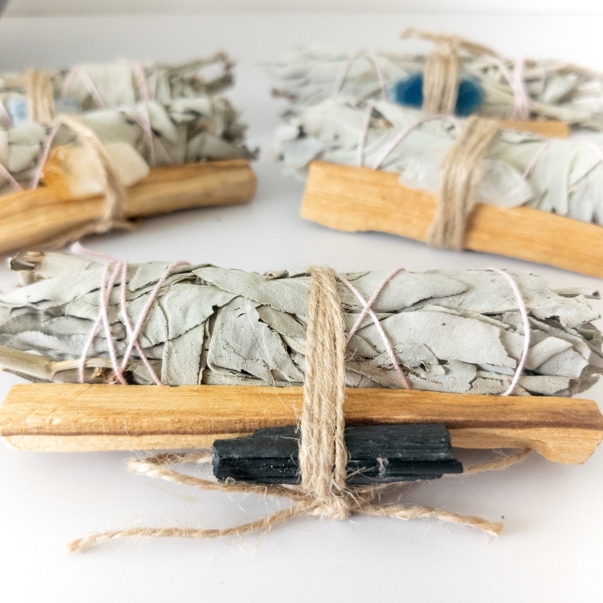Palo Santo, Sage & Crystal Smudging Bundle – Handmade Energy Cleanse Set - Off Leash Designs