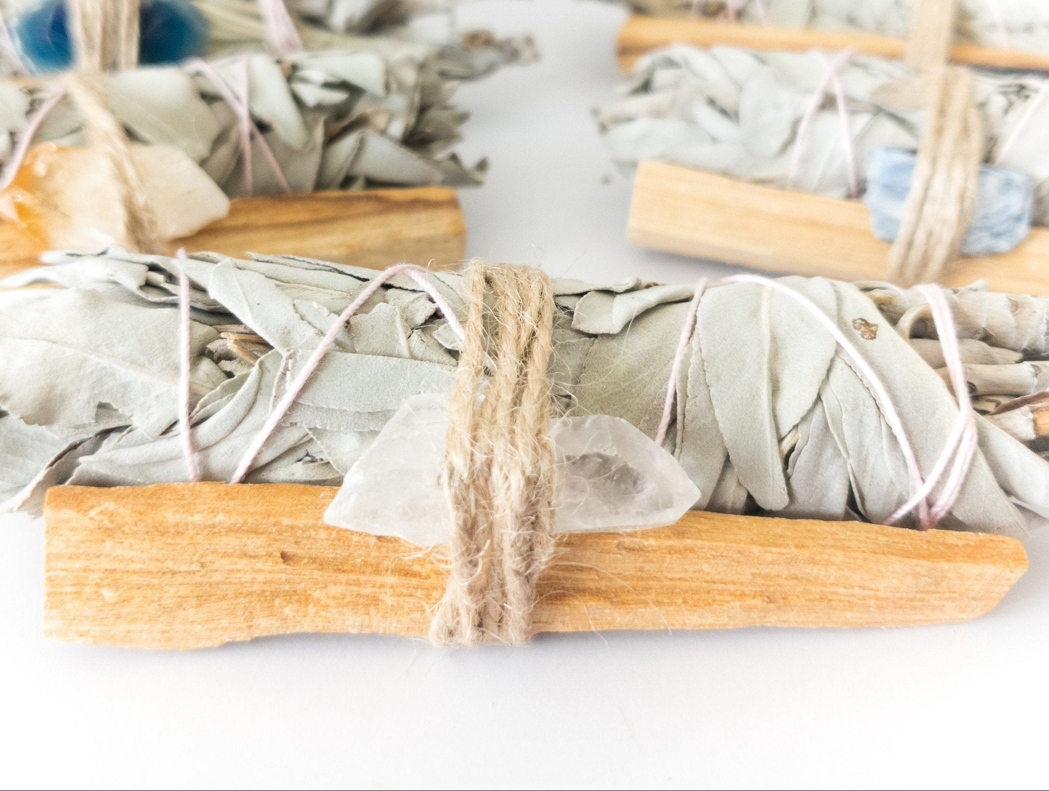 Palo Santo, Sage & Crystal Smudging Bundle – Handmade Energy Cleanse Set - Off Leash Designs