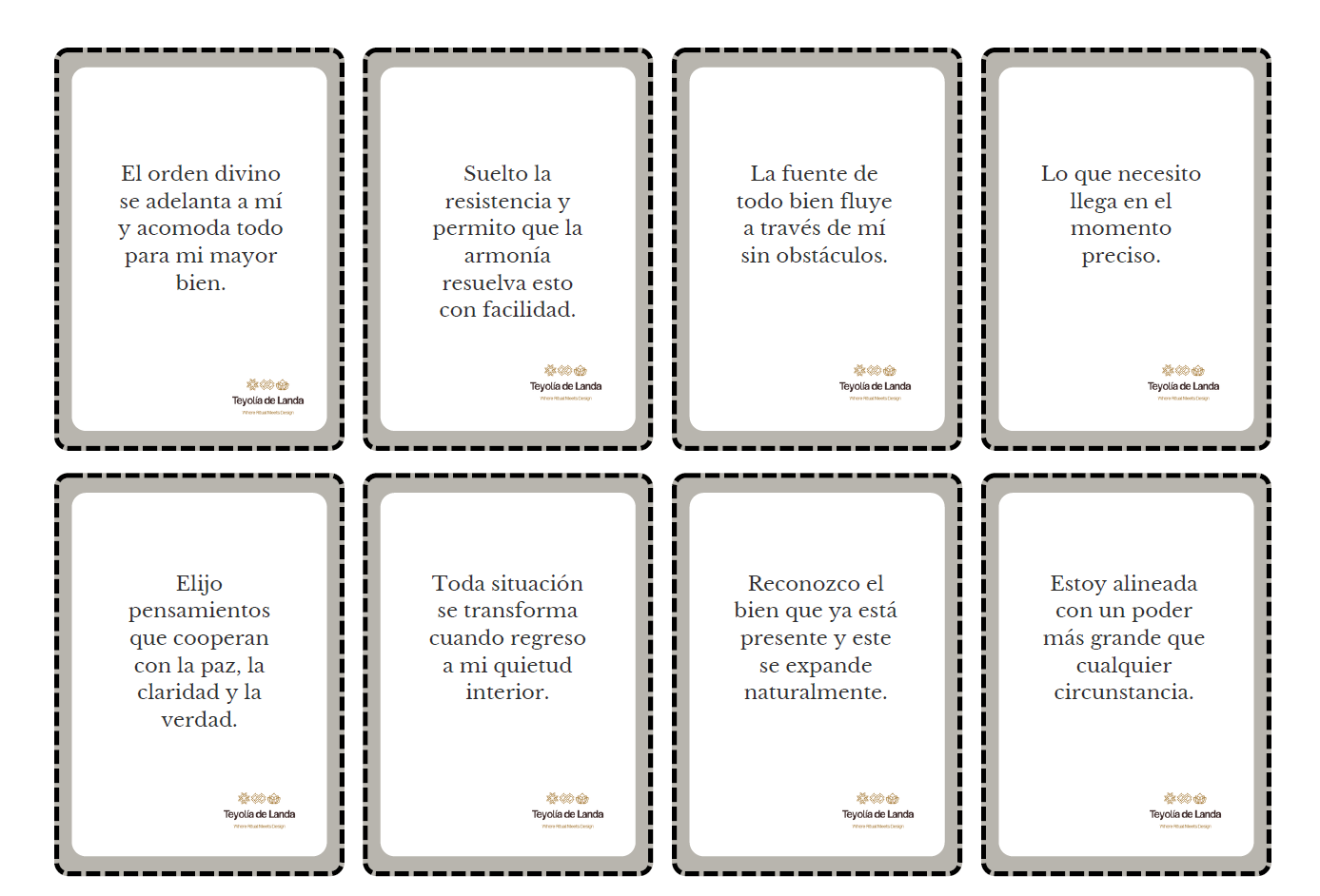 Set of eight framed quotes on a white background